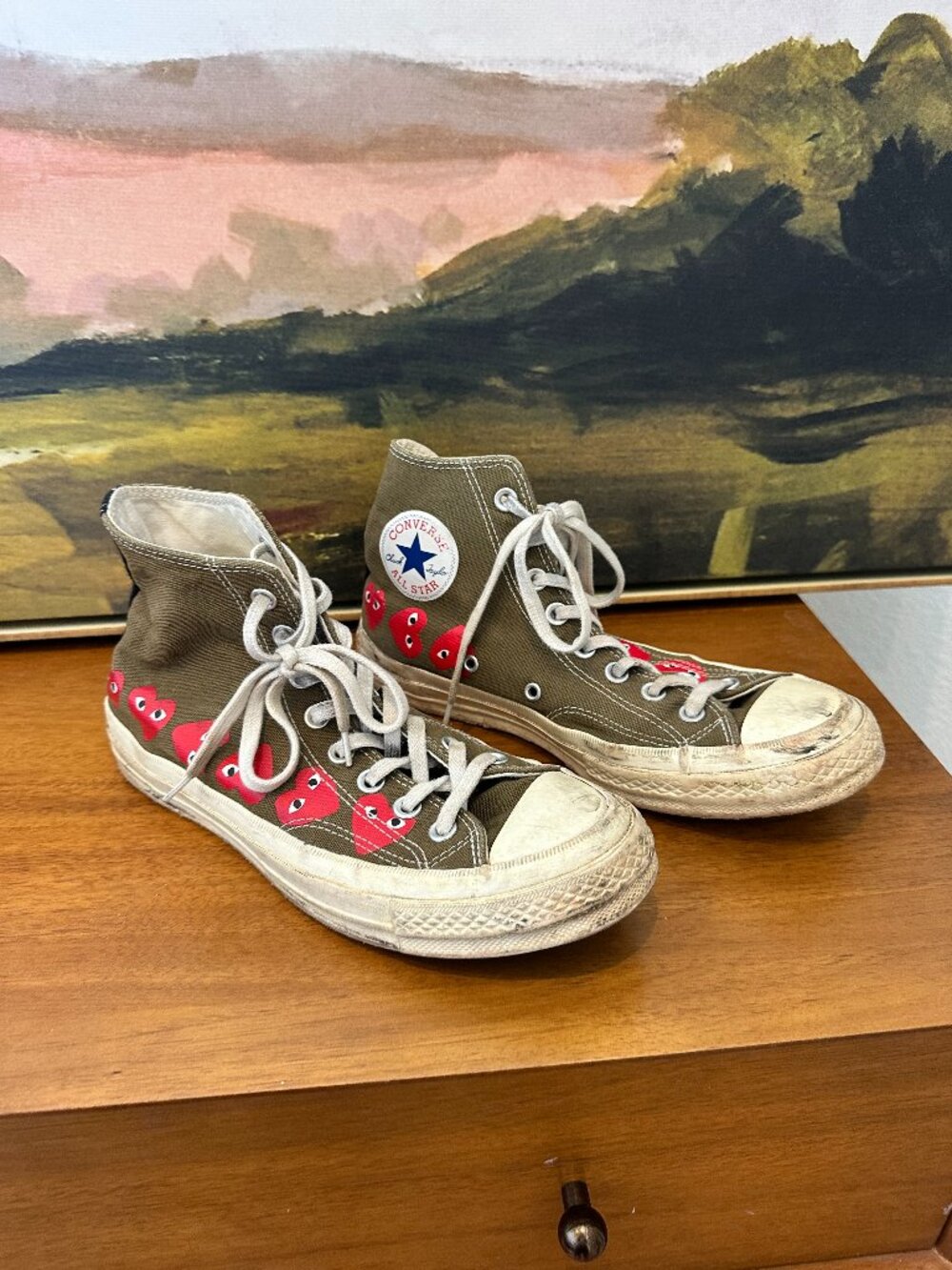 Converse x Comme Des Garçons Play Chuck 70 Hi "Multi Hearts Green" sneakers, 9 - Picture 2 of 11